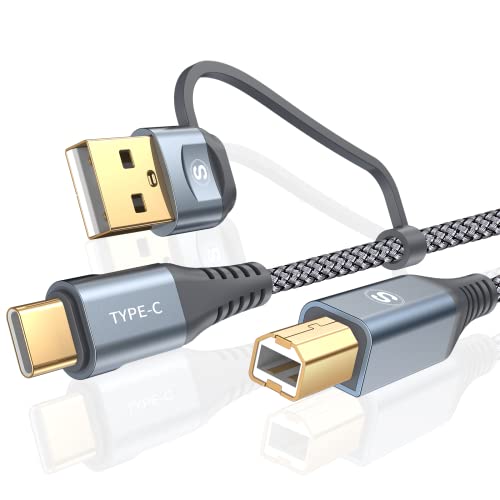 USB Druckerkabel 2M,USB C Druckerkabel 2 in 1 Scannerkabel USB 2.0 Drucker Kabel USB A/C auf USB B PC Printer Cable Kompatibel für HP,Dell,Canon,Epson,Lexmark,Xerox,Brother,Samsung,Pixma von sweguard