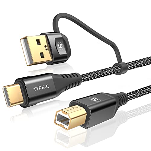 USB Druckerkabel 5M,USB C Druckerkabel 2 in 1 Scannerkabel USB 2.0 Drucker Kabel USB A/C auf USB B PC Printer Cable Kompatibel für HP,Dell,Canon,Epson,Lexmark,Xerox,Brother,Samsung,Pixma von sweguard