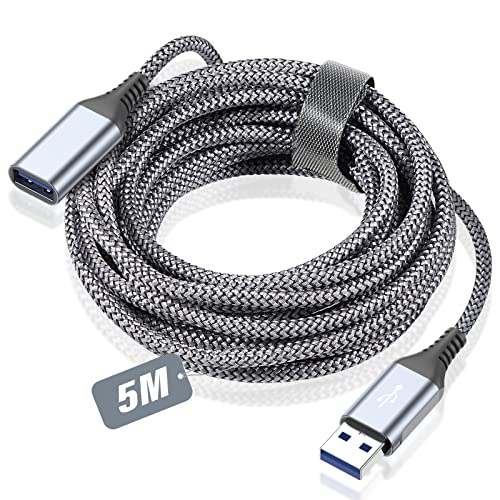 Sweguard USB 3.0 Verlängerungskabel 5M - A Stecker Auf A Buchse, Nylon, 5Gbps Superschnell für Kartenlesegerät, Tastatur, Drucker, Scanner, Kamera, Hubs von sweguard