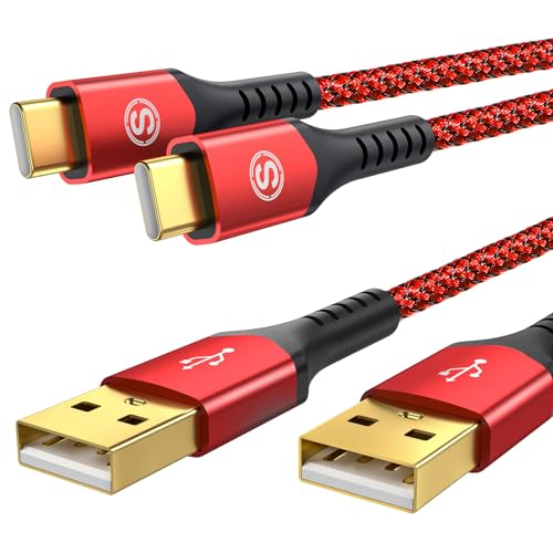 sweguard USB C Kabel [2Stück 0.3m] USB Type C Ladekabel Nylon Typ C Kabel für Samsung Galaxy S10 S9 S8 Plus,Note10,Note9,M31,M30s,M20,A20e,A71,A51,A50,A40,A10e,A7,Mi9,Mi8,Redmi Note8 Pro,LG G7 (Rot) von sweguard