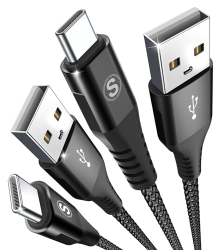 sweguard USB C Kabel 3.1A [1Stück 1m+2m] Schnellladung,Ladekabel USB C Nylon Type C Kabel für Samsung Galaxy S24 S23 S22 S21 S20 Plus/Ultra/FE,iPhone15 Pron Max,Note20,A72 A71 A52 A51 A50,M31 M30s M20 von sweguard