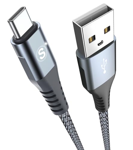 sweguard USB C Kabel 3.1A [1Stück 2m] Schnellladung, Ladekabel USB C Nylon Type C Kabel für Samsung Galaxy S24 S23 S22 S21 S20 Plus/Ultra/FE,iPhone 15 Pro Max,Note20,A72 A71 A52 A51 A50,M31 M30s M20 von sweguard