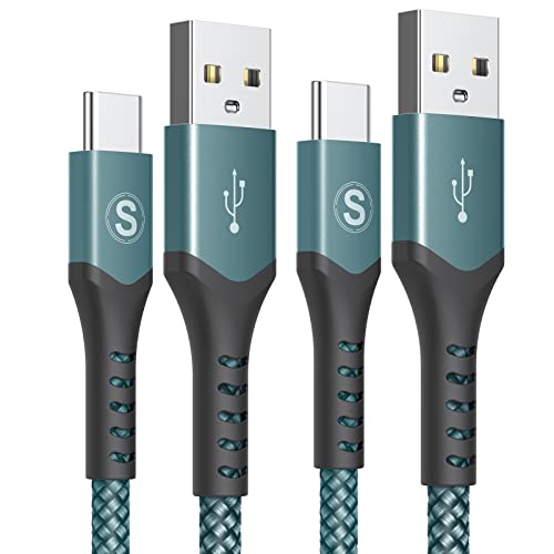 sweguard USB C Kabel 3.1A [2Stück 2m] Schnellladung, Ladekabel USB C Nylon Type C Kabel für Samsung Galaxy S24 S23 S22 S21 S20 Plus/Ultra/FE,i Phone15 16 Pro Max,Note20,A72 A71 A52 A51 A50,M31 M30s von sweguard