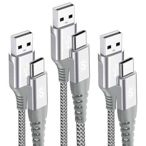 sweguard USB C Kabel 3.1A [3Stück 3m+2m+1m] Schnellladung, Ladekabel USB C Nylon Type C Kabel für Samsung Galaxy S24 S23 S22 S21 Plus/Ultra/FE,Note 20/10,A71 A52 A51,i Phone 15 pro max,HUAWEI P60/P50 von sweguard