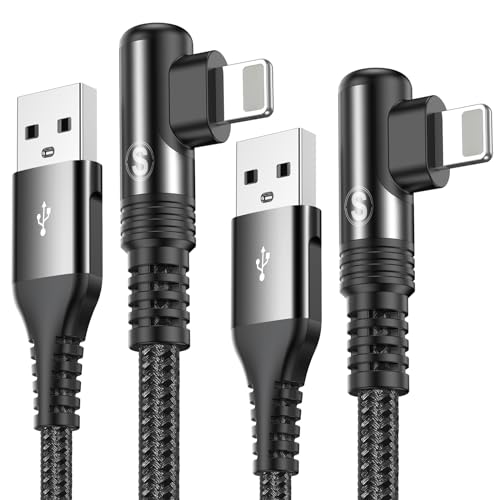 sweguard i Phone Ladekabel Ligtning Kabel [2Stück 1M+3M] 90 Grad Winkel Ladekabel i Phone Schnellladekabel USB auf Ligtning Kabel für i Phone 14 13 12 11 Pro/Pro Max/Mini,XR XS Max X,8/7/6/6s,5s/5 von sweguard