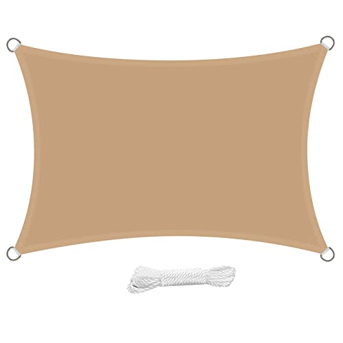 swift Sonnensegel Wasserdicht Rechteckig 3x4 Meter UV Schutz Polyester Wasserabweisend Rechteck 3x4m Sonnenschutz Balkon Garten und Terrasse, Sand (4x3) von swift