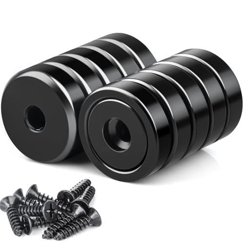 Neodym Magnete Extra Stark, 10Stück 20mm Scheiben Magnete mit Kapsel, Magnete Stark Topfmagnet mit Loch, Schwarz Magnete Stark mit Schrauben zum Anschrauben von swihorab