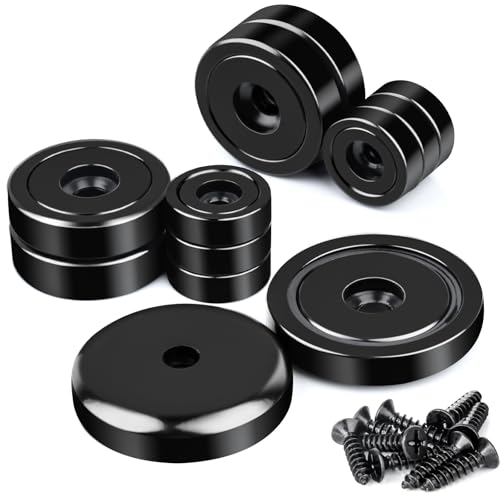 Neodym Magnete Extra Stark, 12Stück 3 Verschiedene Größe Magnete Stark Topfmagnet mit Loch, Schwarz Senkkopf-Topfmagnet mit Schrauben von swihorab