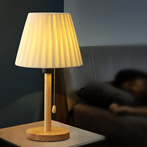 Nachttischlampe Vintage Holz Tischlampe Mit Zugschalter Minimalismus Tischleuchte Modern Stoffschirm Schreibtischlampe für Schlafzimmer Wohnzimmer Hotel Café Dekorative E27 Max 40W D23*H42CM,A Nachttischlampe Vintage Holz Tischlampe Mit Zugschalter Minimalismus Tischleuchte Modern Stoffschirm Schreibtischlampe für Schlafzimmer Wohnzimmer Hotel Café Dekorative E27 Max 40W D23*H42CM,A von SXYSXYSXY