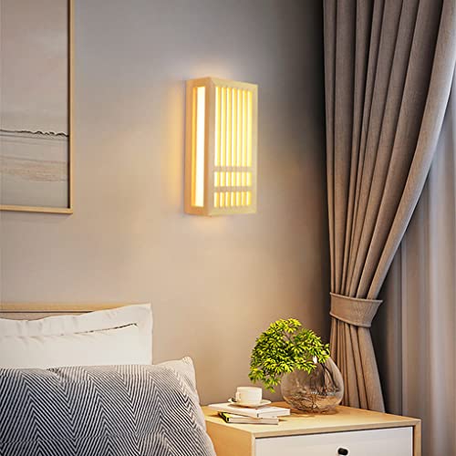 sxysxysxy LED Holz Wandlampen Japanischer Stil Indoor Modern 8W Wandleuchte Wandbeleuchtung Warmes Licht 3000K Acryl Dekoration Nachttischlampe Für Wohnzimmer Schlafzimmer Wandlicht 30 * 8 * 15cm von sxysxysxy