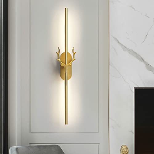 SXYSXYSXY LED Modern Wandlampen Indoor 8W Wandleuchte Kreativ Geweih Design Minimalismus Warmes Licht 3000K Dekoration Nachttischlampe Für Wohnzimmer Schlafzimmer Treppe Wandlicht L:60CM,Gold von SXYSXYSXY