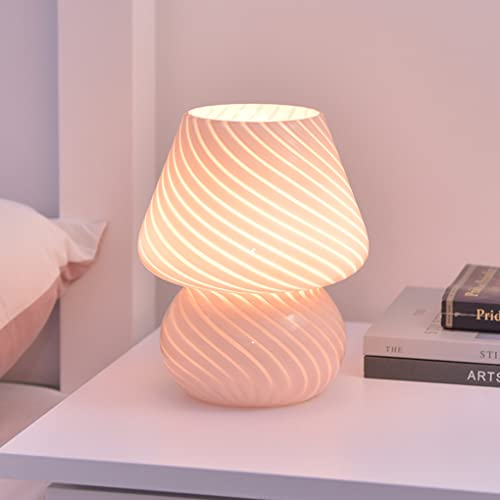 SXYSXYSXY LED Tischlampe Glas Nachtlicht 3000K Dimmbar Tischleuchte mit Dimmschalter Modern Einfache Nachttischlampe fur Schlafzimmer Wohnzimmer Kinderzimmer Dekorative H19*D14CM,A von SXYSXYSXY