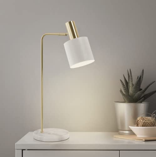 SXYSXYSXY Schreibtischlampe Nordic Modern Tischlampe Kinder Büro Augenschutz Schlafzimmer Nachttischlampe Leselampe Marmor Design Tischleuchte Verstellbare Metall Nachtlampe E27*1,Weiß von SXYSXYSXY
