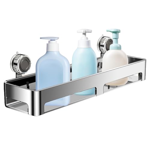 Badezimmer Organizer - Aufbewahrungsregal Saugnapf | Wandregal Mit Saugnapf | Rostfreier Halter Zur Aufbewahrung Von Shampoo Duschgel Seife Bad Deko Hotel Studentenwohnheim Schlafzimmer von syayw