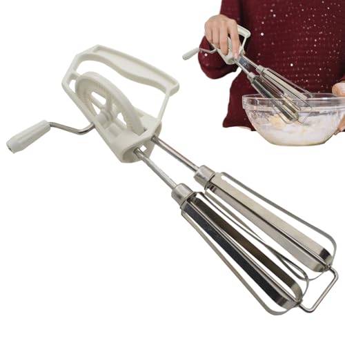 Eierschläger Handkurbel - Handhandmischer aus Edelstahl | Küchenhandschläger | ABS Mischkochutensilien -Teig -Werkzeug | Kurbelmischer backen kompakt für zu Hause, Restaurant von syayw