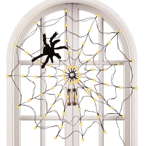 Halloween Spider Web Lights – Außenbeleuchtung Spider Web | Halloween-Dekorationslichter | 70 NET NET NET ARAPHOPHOP LEDs mit schwarzen Spinnen für das Fenster des Gartens am Hof Halloween Spider Web Lights – Außenbeleuchtung Spider Web | Halloween-Dekorationslichter | 70 NET NET NET ARAPHOPHOP LEDs mit schwarzen Spinnen für das Fenster des Gartens am Hof von syayw