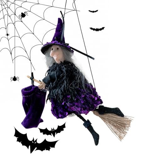 Halloween Witch Decor - Halloween Flying Hexe on Broom Decor | Vintage Home Decorations für Kinder Garten Innenwindeschmelzungen Haunted House Party Patio Yard Halloween Witch Decor - Halloween Flying Hexe on Broom Decor | Vintage Home Decorations für Kinder Garten Innenwindeschmelzungen Haunted House Party Patio Yard von syayw