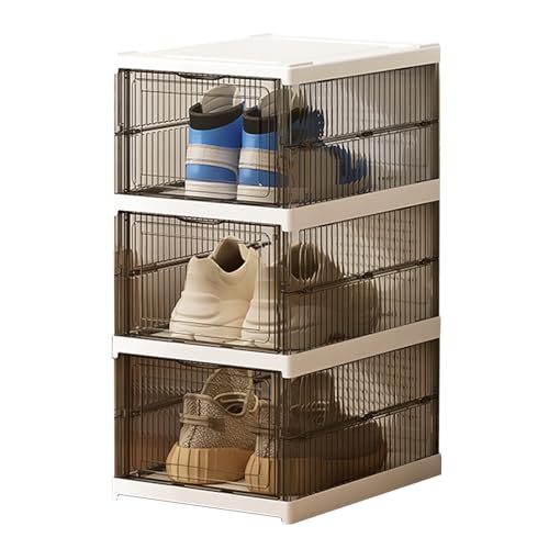 -Organizer – 6 transparente Schuhaufbewahrungsboxen | klare stapelbare Box für den Flur des Schlafzimmers | stapelbarer Organizer mit faltbarem Design | C- -Organizer – 6 transparente Schuhaufbewahrungsboxen | klare stapelbare Box für den Flur des Schlafzimmers | stapelbarer Organizer mit faltbarem Design | C- von syayw
