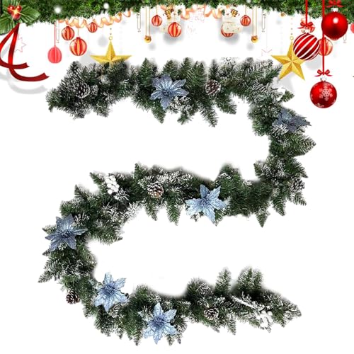 Winterkiefer Girlande Mit Roten Beeren - 8.8FT Weihnachtsbeeren Girlande Mit Tannenzapfen,Saisonale Deko Für Küche Kaminfeuer Bücherregal Hof Party von syayw