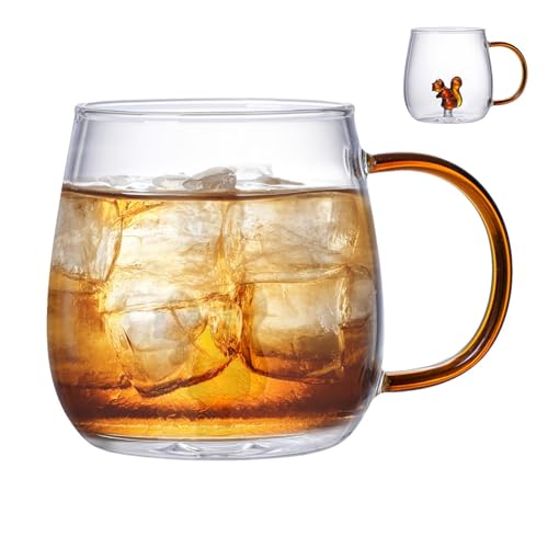 syayw 3D Animal Glass Cup - 380 Ml Transparent 3D -Tierborosilikat -Glas -Trinkbecher Für Balken | Cartoonbecher | Hitzebeständige Brille Für Café-, Kalt- Und Heiße Getränke von syayw