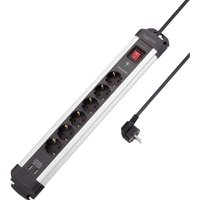 SY-4755604 Überspannungsschutz-Steckdosenleiste 6fach Silber, Schwarz 1 St. - Sygonix SY-4755604 Überspannungsschutz-Steckdosenleiste 6fach Silber, Schwarz 1 St. - Sygonix von sygonix