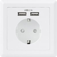 Sygonix - SY-5045294 Einbau-Steckdose erhöhter Berührungsschutz, mit USB-Ladeausgang IP20 Weiß von sygonix