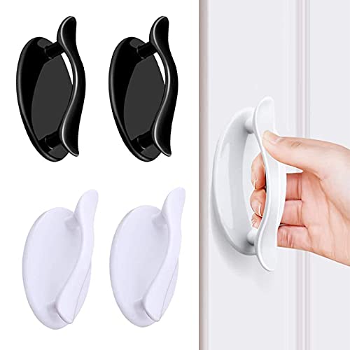 4 Pcs Tür Und Fenstergriffe, Hilfs Ziehgriff Griff Self Stick Sofortig Türgriff Fenster Selbstklebende Schnellgriffe für Türfenster Kreative Startseite Glastür Tür Und Fenster Zubehör(Weiß/schwarz) von sylbx