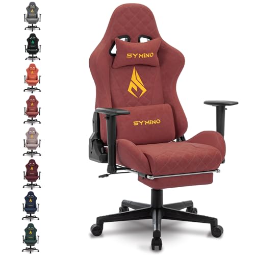 symino Gaming Stuhl, Ergonomischer Bürostuhl, Rennstuhl-Design PC Stuhl, Vintage-PU-Leder, Verstellbarer Drehbarer Task Stühle mit Fußstütze (Orange) von symino