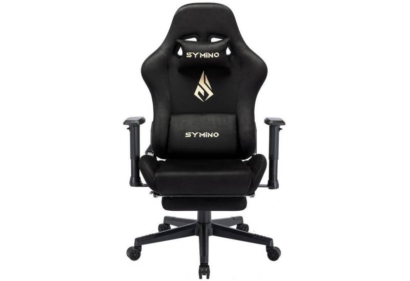 symino Gaming-Stuhl Drehstuhl, verstellbare Armlehnen und Rückenlehne, Memory Foam-Kissen mit Fußstütze, Schwarz von symino