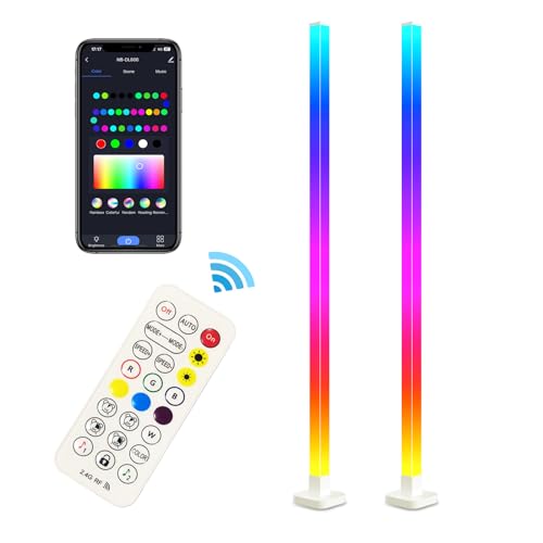 sympa RGB LED Stehlampe Wohnzimmer, 2 Stück Stehlampe Dimmbar mit Fernbedienung und App-Steuerung, 16 Millionen Farben, 58 Szenenmodi, Musikmodi, DIY-Modus & Timing, Funktion für Schlafzimmer Gaming von sympa