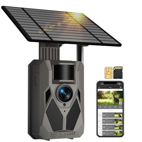 Wildkamera, 4G LTE Wildkamera mit Handyübertragung APP, 2,5K Wildtierkamera Solar mit SIM Karte, Bewegungsmelder, Nachtsicht, 0,2 s Auslösezeit, IP65 wasserdicht, 32GB SD Karte und 7800mAh Akku Wildkamera, 4G LTE Wildkamera mit Handyübertragung APP, 2,5K Wildtierkamera Solar mit SIM Karte, Bewegungsmelder, Nachtsicht, 0,2 s Auslösezeit, IP65 wasserdicht, 32GB SD Karte und 7800mAh Akku von syndesmos