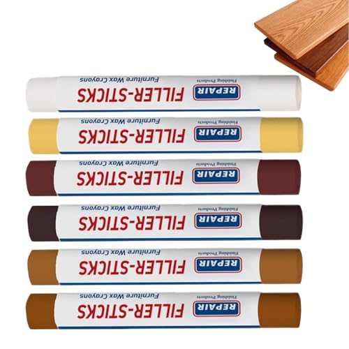 Holz Reparatur Stifte,6 Stück Reparaturstifte Für Kratzer An Holz | Bunte Stifte Für Flecken Risse Schreibtische Schrank Sockelleiste Tische Hartholztüren Wand Spielzeug - Möbel Holzschränke von szaluyk