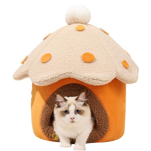 Pilzförmiges Katzenhaus,Pilzkatzenbett,Warmes Katzennest | Katzenhöhlenbett, Katzenzelt, Katzenhaus, warme Haustierhöhle mit abnehmbarem und waschbarem Kissen für Hauskatzen von szaluyk