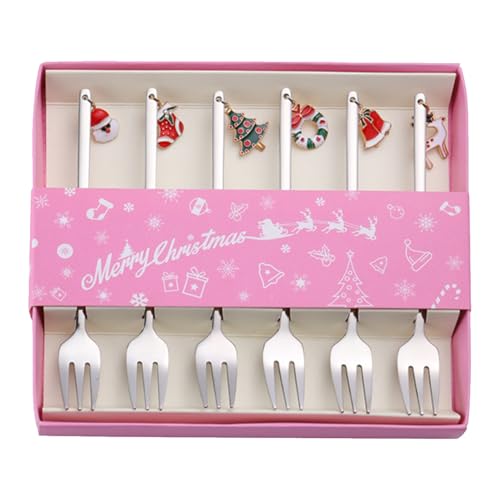 Weihnachtslöffel-Set,Weihnachtskaffeelöffel, Kleine Kaffeelöffel Rührlöffel 6 Stück, Bestecklöffel in Lebensmittelqualität, Dessertlöffel-Set zum Rühren, Mischen, Tischdekoration von szaluyk