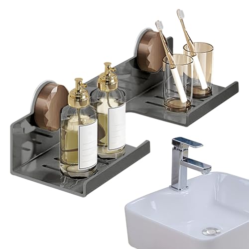 für Waschbecken im Badezimmer – Wandregale für Badezimmer, Organizer aus Kohlenstoffstahl mit Saugnäpfen, platzsparend, für Küche, Waschküche, kleine Räume für Waschbecken im Badezimmer – Wandregale für Badezimmer, Organizer aus Kohlenstoffstahl mit Saugnäpfen, platzsparend, für Küche, Waschküche, kleine Räume von szaluyk