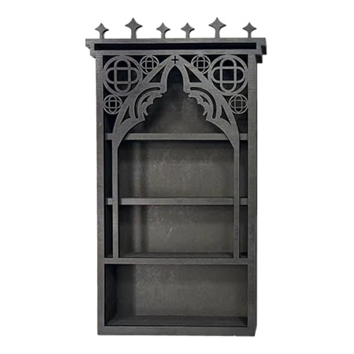 szaluyk Kristallwandregal - Holzwandkristall -Anzeigeregal | Gothic Grinktrinket Shelf Display Wall | Hölzerne Gestein Ausstellung | Wandmontage Ständer Case Box | Kristallschrank Für Steine ​​Displ von szaluyk
