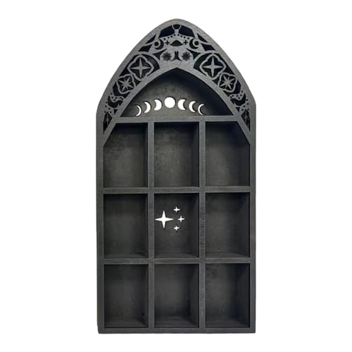 szaluyk Kristallwandregal - Holzwandkristall -Anzeigeregal | Gothic Grinktrinket Shelf Display Wall | Hölzerne Gestein Ausstellung | Wandmontage Ständer Case Box | Kristallschrank Für Steine ​​Displ von szaluyk