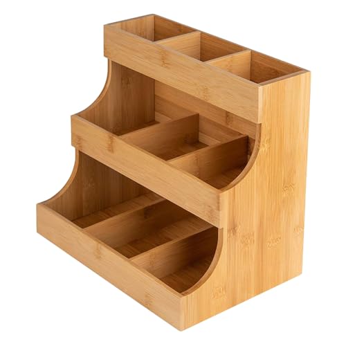 szaluyk Organizer der Kaffeestation - 7 Fachkaffee -Bar Organizer für Büro- und Küchenarbeitsplattenorganisation | Teebeutelhalter | Tee Bag Organizer Storage Holderr | Holzregal Fors Arbeitsplatz von szaluyk