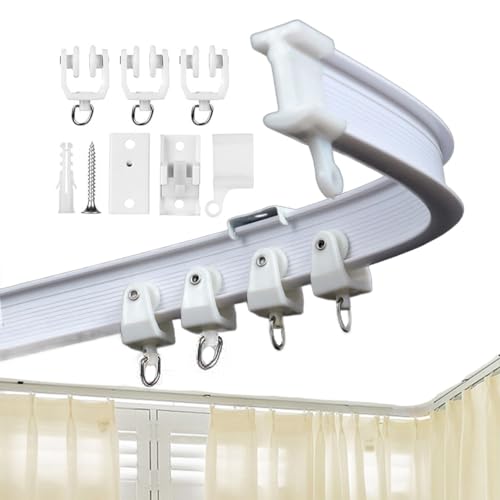 Biegbare Vorhangstange aus Kunststoff, Metall-Legierung, flexibel, für Fenster-Vorhänge, Deckenmontage, weiß, 100cm Ceiling Mount von szdealhola