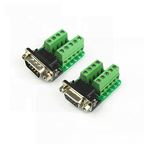 DB9 D Sub 9 Pin Buchse männlich RS232 Serieller Adapter auf Schraubklemmenblöcke Breakout Board, 2 Stück von szdealhola