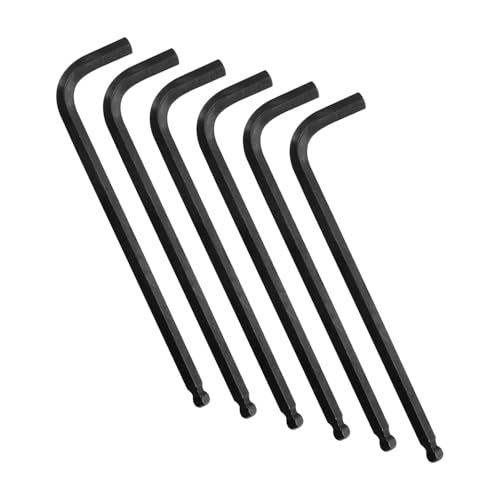 szkoo 4mm Kugelkopf Inbusschlüssel - L-förmiger extra langer Arm - strapazierfähiges CRV-Stahl Reparaturwerkzeug 6 Stück, Schwarz von szkoo