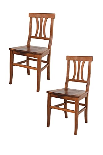 t m c s Tommychairs - 2er Set Stühle Artemisia für Küche und Esszimmer, robuste Struktur und Sitzfläche aus lackiertem Buchenholz im antike Walnussfarbe von t m c s