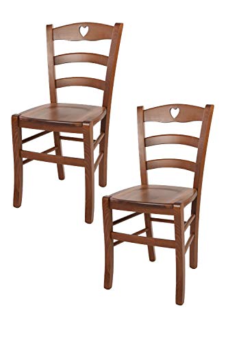 t m c s Tommychairs - 2er Set Stühle Cuore für Küche und Esszimmer, Robuste Struktur aus Buchenholz in der Farbe Helles Nussbraun lackiert und Sitzfläche aus Holz von t m c s