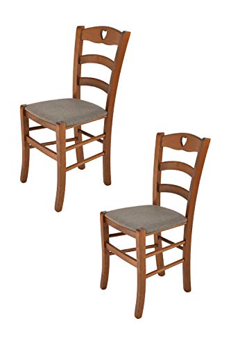 t m c s Tommychairs-Set mit 2 klassischen Stühlen für Küche und Essbereich, Robustes Gestell aus Buchenholz, lackiert in Walnussholz und gepolsterter Sitzfläche mit Stoff in Farbe REH, Capriol, sedie von t m c s