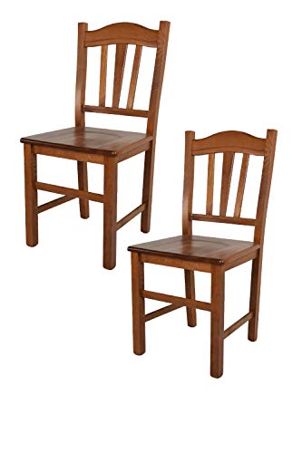 t m c s Tommychairs - 2er Set Stühle Silvana für Küche und Esszimmer, Robuste Struktur aus Buchenholz, in der Farbe Helles Nussbraun lackiert und Sitzfläche aus Holz von t m c s