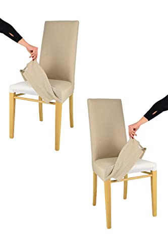 Tommychairs - 2er Set gepolsterte Stühle JAZZ mit herausnehmbarem Bezug Struktur aus lackiertem Buchenholz Farbe Eiche, gepolstert und mit herausnehmbarem Bezug aus Stoff in der Farbe Hanf bezogen von t m c s