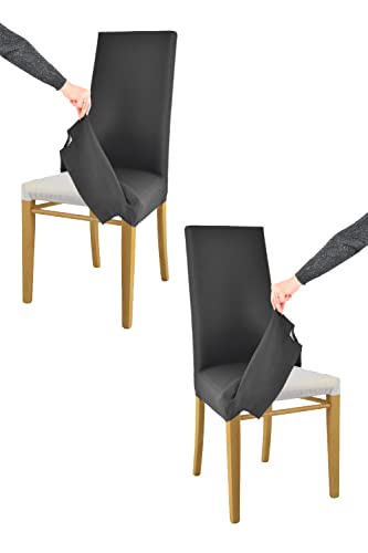 Tommychairs - 2er Set gepolsterte Stühle JAZZ mit herausnehmbarem Bezug Struktur aus lackiertem Buchenholz Farbe Eiche, gepolstert und mit herausnehmbarem Bezug aus Stoff in der Farbe Schwarz bezogen von t m c s