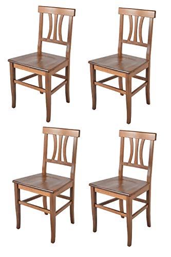 t m c s Tommychairs - 4er Set Stühle Artemisia für Küche und Esszimmer, Robuste Struktur aus lackiertem Buchenholz in der Farbe Nussbraun und Sitzfläche aus Holz von t m c s