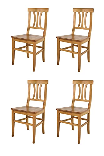 t m c s Tommychairs - 4er Set Stühle Artemisia für Küche und Esszimmer, robuste Struktur und Sitzfläche aus lackiertem Buchenholz im Farbton Eichenholz von t m c s