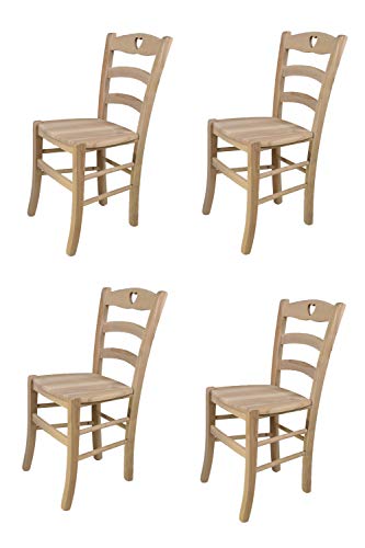 t m c s Tommychairs - 4er Set Stühle Cuore für Küche und Esszimmer, robuste Struktur aus poliertem Buchenholz, unbehandelt und 100% natürlich, Sitzfläche aus poliertem Holz von t m c s